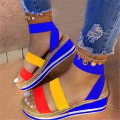 Multicolor Sandals Cross Shoes, Basic Heels, Summer Wedges, Womens Sandals Summer, Womens Sandals Wedges, Wedge Heel Sandals, Casual Heels, Fashion Sandals, Womens Wedges