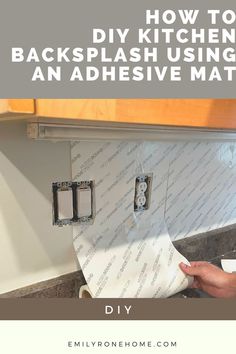 a kitchen backsplash with the words diy how to install back splash using an adhesive mat