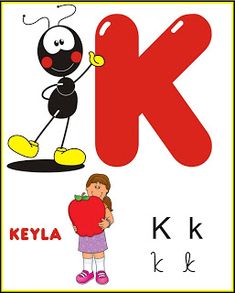 the letter k has an antelope holding a heart in it's paws