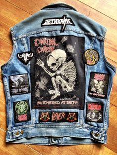 Battle Vest Heavy Metal, Butchered At Birth, Epic Clothes, Vest Patches, Selvage Denim, Battle Jacket, Metal Clothing, Riders Jacket