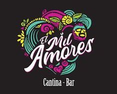 the logo for an artisan bar called el and amores, with colorful lettering