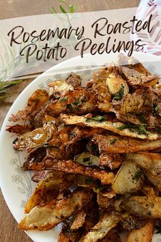 rosemary roasted potato pellets on a white plate