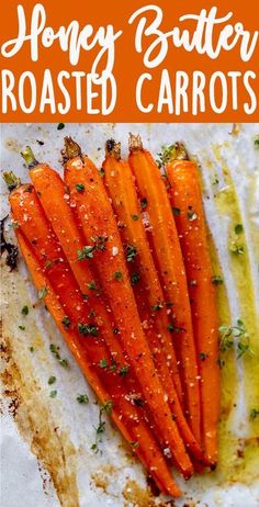 honey butter roasted carrots on a baking sheet