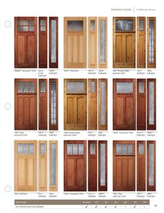 different types of doors and windows with their names on the front door, side and side panels