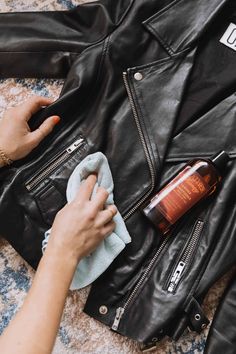 How To Condition A Leather Jacket - an indigo day | Lifestyle Blog Diy Leather Jacket, Thrift Store Fashion, How To Make Leather, Leather Jacket Dress, Designer Leather Jackets, Best Leather Jackets, Leather Jacket Outfits, Winter Outfit Inspiration, Leather Conditioner