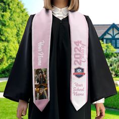 Material: Nylon Size: 5x78" Fully lined Fully printed with custom design Two options: Flat ends and Pointed ends Celebrate one of the most significant moments in student life - the graduation ceremony with our unique custom Graduation Stole/Sash. This is the perfect accessory to commemorate one's academic achievements and tell their stories through their graduation attire. Material: Sturdy and durable nylon - This lightweight and breathable material will drape elegantly over your gown, providing Grad Sash, Graduation Fits, Grad Stole, Grad Stoles, Custom Graduation Stole, Graduation Attire, Graduation Cap Decoration Diy, Graduation Sash, Graduation 2024