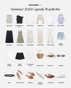 Summer outfits loading... 🏝️ If you can't tell, we're pretty obsessed with summer here at Excluded Fashion. And why wouldn't we be! We're officially prepping our closets for warmer days, vacations and time outdoors with our Ultimate Summer Capsule Wardrobe for 2024! 🫶 Not only are we giving you the run down on the top things to buy for your summer capsule wardrobe, we also put together a guide on how to build and style your ultimate summer capsule wardrobe. See the full article now on the... Summer Time Capsule, Capsule Tops, Closet Minimalista, Capsule Clothing, Vacation Capsule, Classic Chic Style, Capsule Closet, Capsule Wardrobe Outfits, Summer Capsule