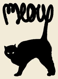 a black cat standing in front of the word purrle on a white background