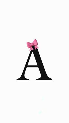 the letter a has a pink bow on it