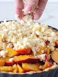 Homemade crust, sweet juicy filling, and a wonderful buttery crumble make this Peach Crumb Pie a fantastic one! Most components can be made in advance so it's much easier to make it than it looks. #peach #pie #crumble #crust Peach Crumb Pie Crumble Topping, Peach Crumble Pie Recipes, Crumb Crust For Pie, Peach Pie Crumble Topping, Crumb Pie Topping, Peach Crumble Cobbler