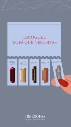 a hand holding up a business card with different colors and designs on it, in spanish