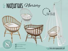 an advertisement for natural nursery furniture with canopy