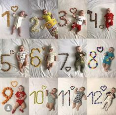 many different pictures of babies with numbers on them