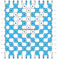 the pattern is shown in blue and white, with numbers on each side to indicate how many