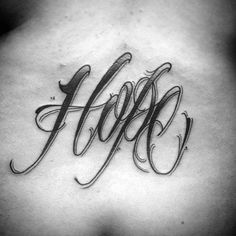 a chest with the word hope written in cursive writing on it's side