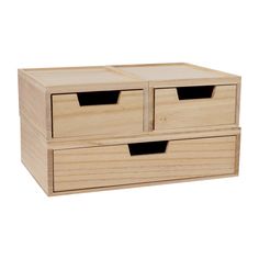 two wooden drawers with one open and the other closed