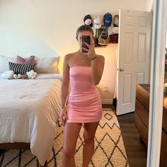 Unworn Light Pink Mini Dress, Size Xs Fitted Strapless Dress For Spring Going Out, Fitted Strapless Dress For Spring Outings, Fitted Strapless Dress For Going Out In Spring, Mini Pink Dress, Light Pink Mini Dress, Blue Babydoll Dress, Floral Velvet Dress, Mini Dress Pink, Floral Ruffle Dress