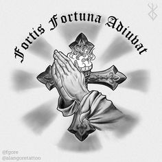 an image of a cross and hands with the words, st john's fortuna adjuit