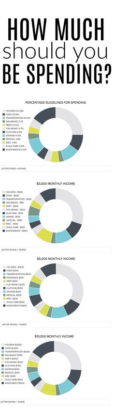 an info sheet with the words how much should you be spending? in different colors