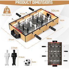 an image of a table top soccer game set up with instructions for how to play