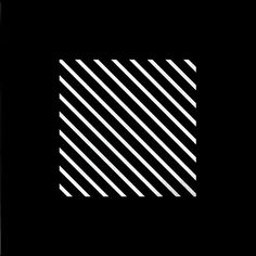 a black and white square with diagonal stripes