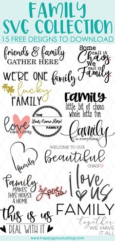 the family svg collection is available for free