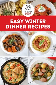 easy winter dinner recipes with text overlay