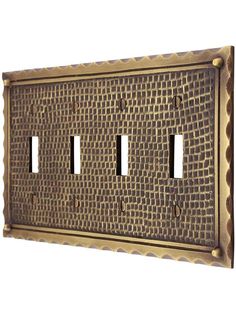 a metal switch plate cover with three holes in the front and one on the back