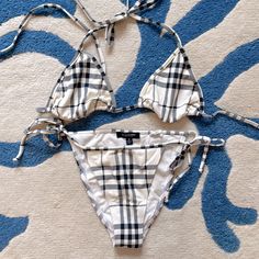 Burberry Black And White Plaid Swimsuit / Bikini S Plaid Swimsuit, Burberry Black, Black And White Plaid, White Plaid, Womens Swim, Burberry, Plaid, Black White, Black And White