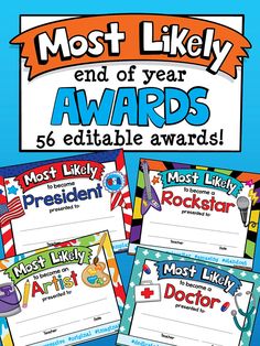 the most likely end of year awards are available for students to use in their classroom