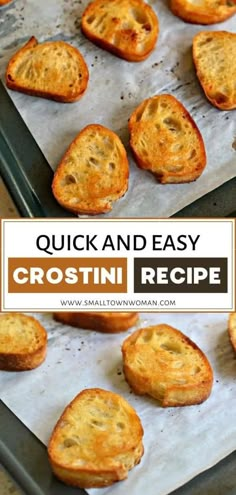 quick and easy crostini recipe on a baking sheet