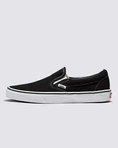 Vans | Classic Slip-On Black Classics Shoe Black Slip-ons With Vulcanized Sole For Streetwear, Classic Vans Slip-ons, Classic Slip-ons With Vulcanized Sole For Streetwear, Classic Round Toe Slip-ons For Streetwear, Classic Black Low-top Slip-ons, Vans Men Shoes, Vans Slip On Shoes, Mens Vans Shoes, Vans Store