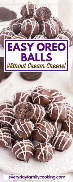 easy oreo balls without cream cheese on a plate