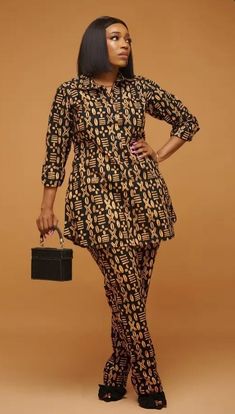 Adire Top And Trouser Styles For Women, Kampala Trouser And Top For Ladies, Top And Trousers Outfit Ankara, Ankara Trousers And Top For Women, African Print Skirt Outfits, Two Piece Outfits Pants, Ankara Trousers