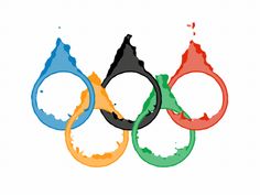 the olympic rings are painted in different colors