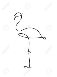 a single line drawing of a flamingo on a white background stock photo and royalty