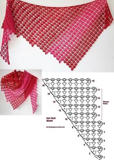 a crocheted shawl is shown with measurements