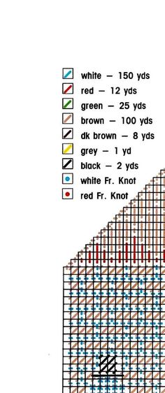 a cross stitch chart with different colors and patterns on it, including the numbers for each color