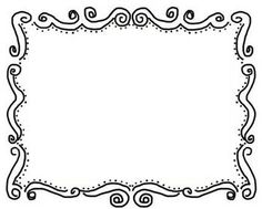 a black and white drawing of a square frame with swirly lines on the edges