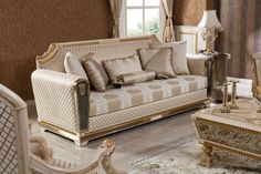 a living room filled with lots of furniture next to a window and rugs on the floor