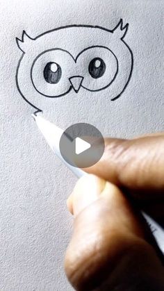 someone is drawing an owl with a marker