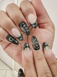 Celestial Nail Designs, Witchy Nail Art, Nail Sunny, Star Nail Designs, Star Nail, Witchy Nails, Magic Nails, Nail Polish Art, Really Cute Nails