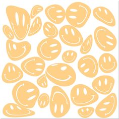 a bunch of yellow smiley faces on a white background