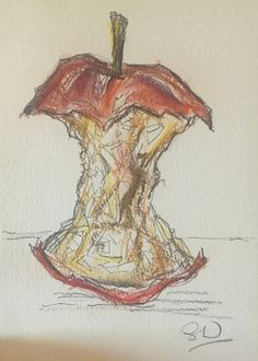 a drawing of an apple sitting on top of a table