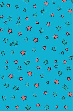 a blue background with red, pink and green stars on the bottom right corner in rows