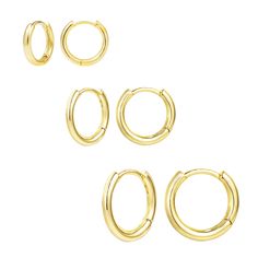 PRICES MAY VARY. Gold Huggie Earrings：One order includes 3 pairs S925 sterling silver post tiny huggie hoop earrings. Size are 10mm, 12mm and 15mm，perfect for daily wear. These tiny gold hoop earrings are very dainty and beautiful, will never be out of style. Material：These cartilage huggie earrings made of 14k gold plated solid brass. Hypoallergenic, Nickel and Lead-Free. High polished with smooth surface, keep long time color, not easy to tarnish. Easily wearing and take off with a sturdy and Tiny Gold Hoop Earrings, 14k Gold Hoop Earrings, Small Gold Hoop Earrings, Mens Earrings Hoop, Small Gold Hoops, Kids Earrings, Hoop Earring Sets, Gifts For Sister, Hypoallergenic Earrings