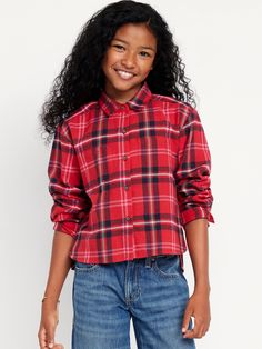 pointed collar long sleeves patch pockets at chest full-length button-front all-over plaid loose fit through body hits at waistmachine wash according to the care instruction label  . Best Holiday gift for Kids , perfect Shirts for Christmas! Red Tartan, Family Maternity, Family Pajamas, Long Sleeve Plaid, Gift For Kids, Perfect Shirt, Flannel Shirt, Shirts For Girls, Tartan