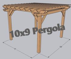 an image of a wooden pergola with measurements