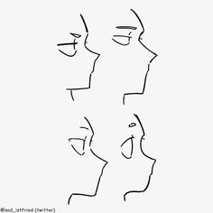 four different faces drawn in one line, each with an individual's face and the other