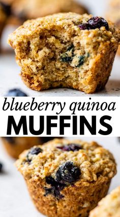 blueberry quinoa muffins with the title above it